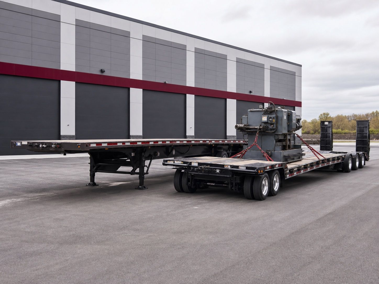 Flatbed and step deck for industrial transport